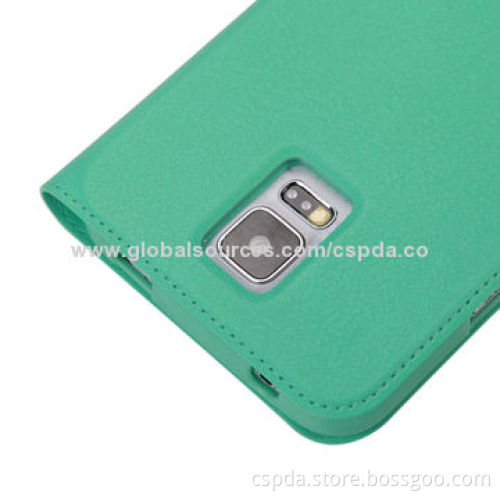 Book Style Leather Mobile Phone Case for Samsung Galaxy S5 with Microsoft's Windows and Clasp